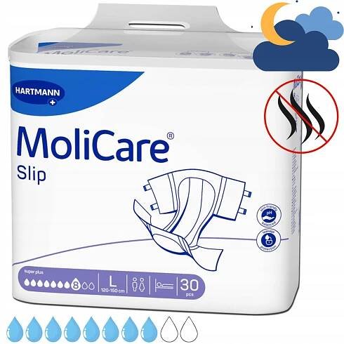Plenky pro dospělé seniory a suché zipy MoliCare Premium Slip Super Plus L