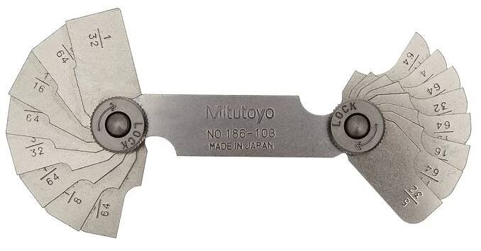 Rádiusové šablony palcové R 1/32 - 17/64", Mitutoyo