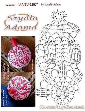 an image of the front and back of a crocheted ornament pattern
