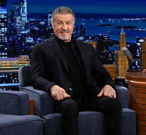 Sylvester Stallone during an interview with host Jimmy Fallon on Friday, February 9, 2024