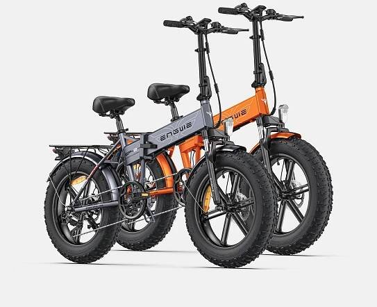 1 gray and 1 orange engwe ep-2 pro fat tire e-bikes