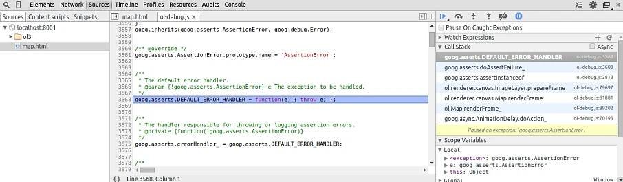 A un point d'arrêt dans le debugger