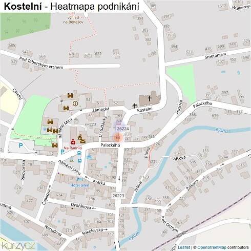 Mapa Kostelní - Firmy v ulici.