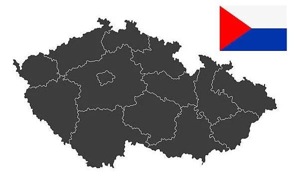 vysoce podrobná mapa české republiky s regiony zemí a státní vlajkou. vektorové ilustrace - hradec králové region stock ilustrace