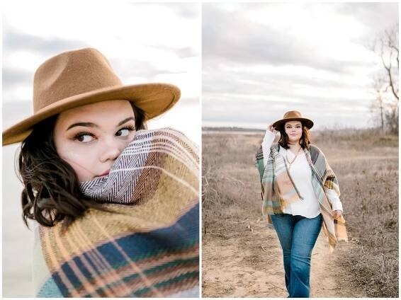 Girl standing in land next to beach for 2020 senior session