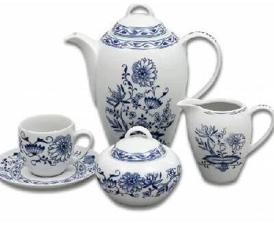 Henrieta cibulák kávová souprava Saphyr Thun 6 osob 15 dílů cibulákový porcelán Nová Role