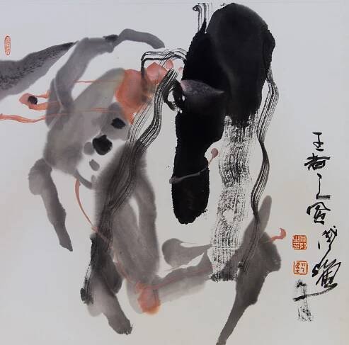 王者之风 彩墨纸本 50 x 50 cm