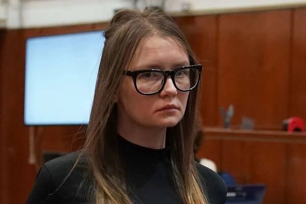 Fake German heiress Anna Sorokin is led away after being sentenced in Manhattan Supreme Court May 9, 2019 following her conviction last month on multiple counts of grand larceny and theft of services. (Photo by TIMOTHY A. CLARY / AFP) (Photo credit should read TIMOTHY A. CLARY/AFP via Getty Images)