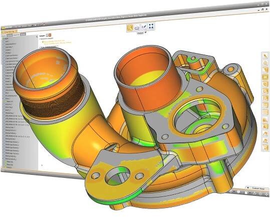 D-Analysetools, CAD-Kompatibilität, technische Modelle, Farbcodierte Visualisierung, Softwarefunktionen