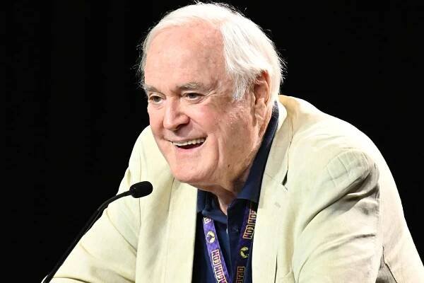 John Cleese speaks onstage during "An Hour with John Cleese: There Are Those Who Call Him...John!" session during the 2024 Dragon Con at Atlanta Marriott Marquis on August 31, 2024 in Atlanta, Georgia. 