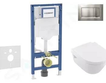 Splachovací tlačítko Geberit Duofix Set předstěnové instalace, klozetu Architectura a sedátka softclose, tlačítko Sigma30, matný chrom/chrom, SANI11CK2106