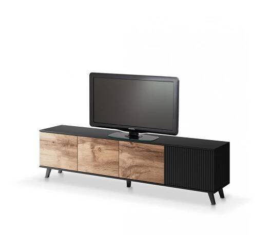 TV stolek RANDOM III — plast, MDF, černá / dub wotan