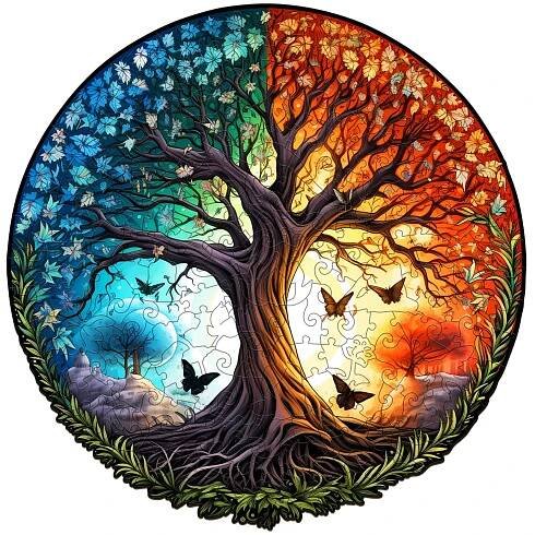 Wooden Jigsaw Puzzle-YIN YANG TREE OF LIFE-8