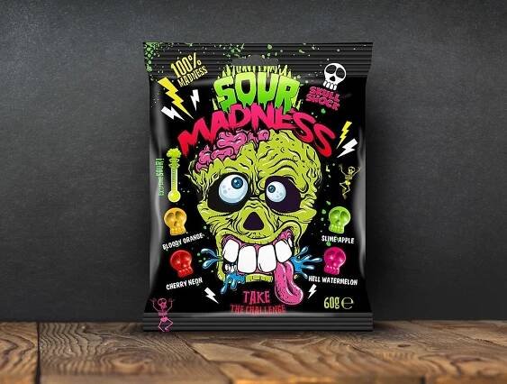 Bonbóny Super kyselé Madness Sour 60 g – Extrémní zážitek Další vlastnosti vegetariánské