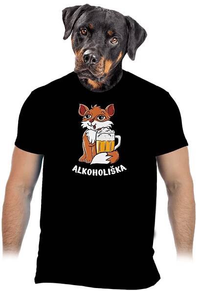 Pivní Alkoholiška pánské tričko Black – digi-tisk (na objednání)