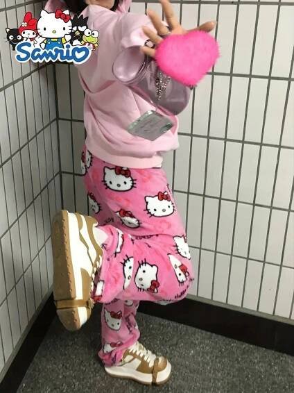 Dámské flanelové PYŽAMOVÉ KALHOTY HELLO KITTY TEPLÉ, POHODLNÉ vel. XL Pohlaví žena