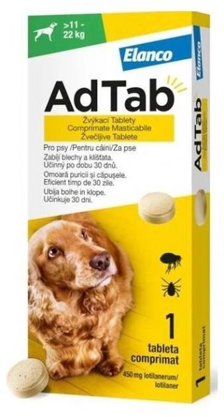 AdTab 450mg žvýkací tablety pro psy a gt 11 22kg 1ks