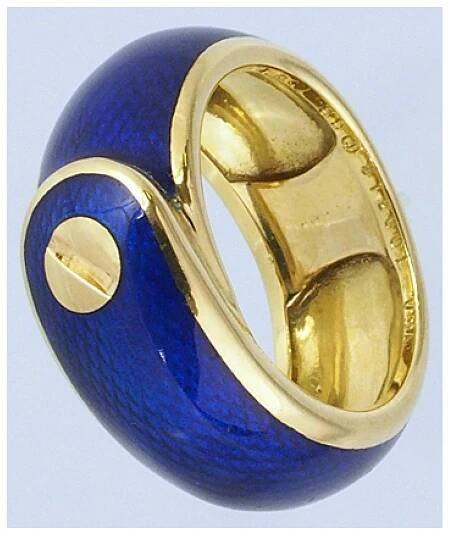 Van Cleef & Arpels Gold Enamel Belt Band Ring Multiple Colors