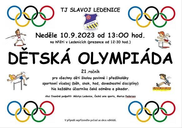 Další ročník dětské olympiády bude 11. září