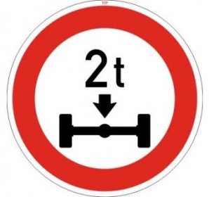 Dopravní značka B14 - Zákaz vjezdu vozidel, jejichž okamžitá hmotnost připadající na nápravu přesahuje vyznačenou mez