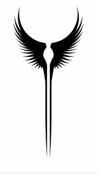 Black and White Angel Wing Tattoo
