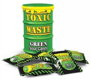 Toxic Waste Green kyselé bonbonky 42 g - Candy-store.cz