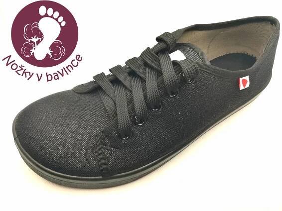 ANATOMIC TENISKY STARTER A06 černé třpytivé s černou podrážkou - Nožky v bavlnce