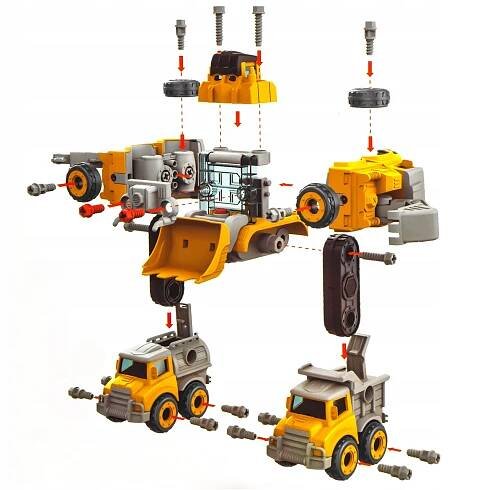 ROBOT TRANSFORMUJÍCÍ STAVEBNÍ AUTÍČKA 5 KUSŮ Značka MalPlay