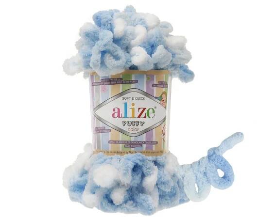 Alize Puffy Color - 5865 - Modro-bílá - Vyrobenolaskou.cz