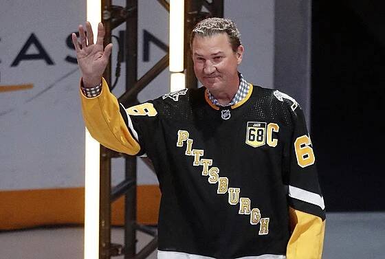 Mario Lemieux během velkého večera Jaromíra Jágra v Pittsburghu