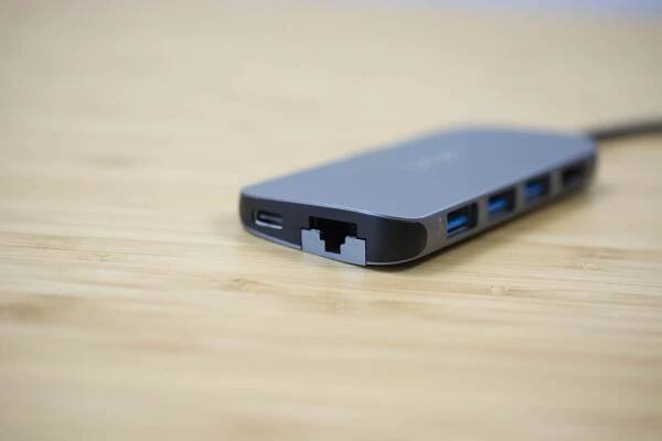 Devices sits on a desk.