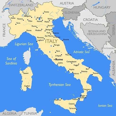 Mapa Itálie — Ilustrace