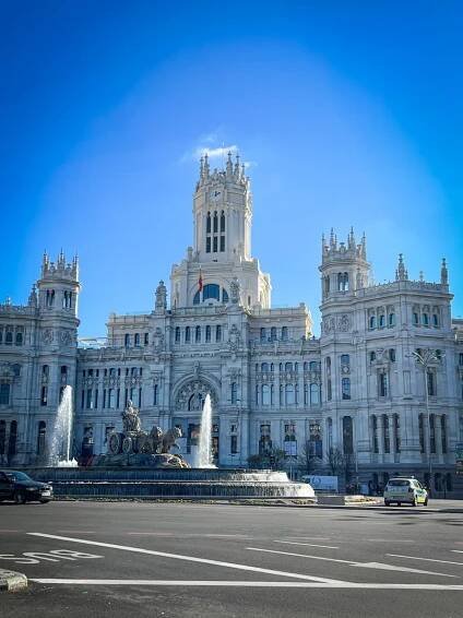 Palace de cibeles in Madrid along Paseo del Prado
