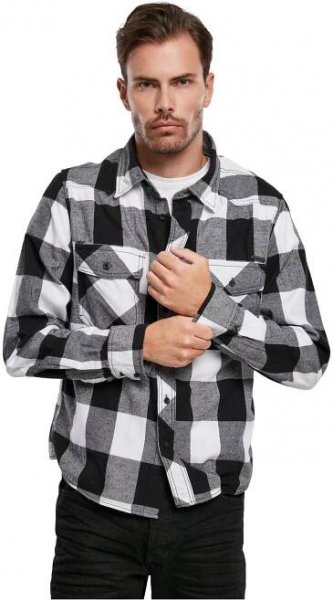 Pánská košile Brandit Checked Shirt - černá, bílá