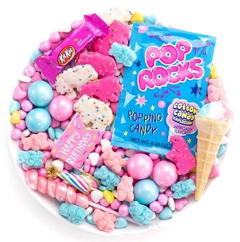 trendy candy board for one person filled with fun happy candy