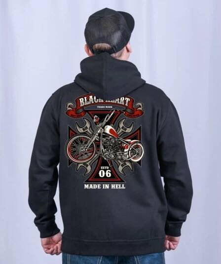 Pánská mikina mikina s kapucí pánské - WRENCH CHOPPER - BLACK HEART - 19301 - 3XL