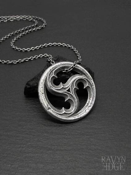 Sterling silver triskelion gothic window pendant necklace