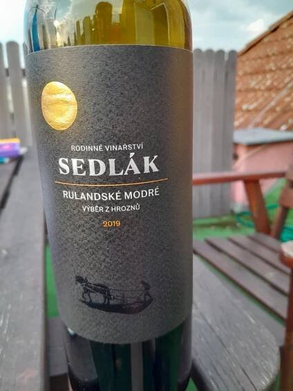 Víno Rulandské modré 2019, výběr z hroznů, Rodinné vinařství Sedlák