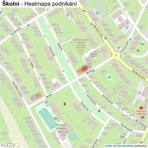 Mapa Školní - Firmy v ulici.