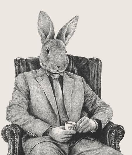 Head of rabbit on body of Mike Patton