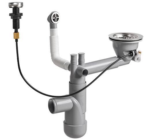 Jednokomorový automatický sifon dřezu, chrom šetřící místo