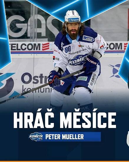 HC Kometa Brno » Ocenění pro Kometu: Hráčem měsíce února se stal Peter Mueller, trenérem Kamil Pokorný