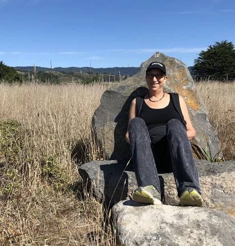 Laura on rock in Commonweal