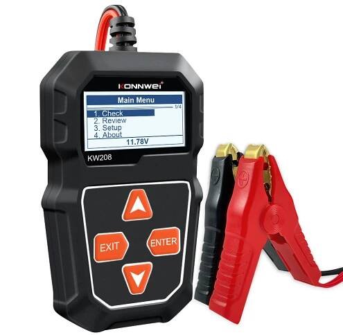konnwei KW208 battery tester 100-2000CCA Cranking& Voltage& Current multi languages battery tool