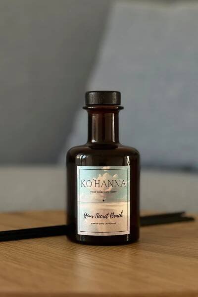Aromaterapeutický difuzér s třtinovými tyčinkami, Your secret beach, 200 ml. (KO&