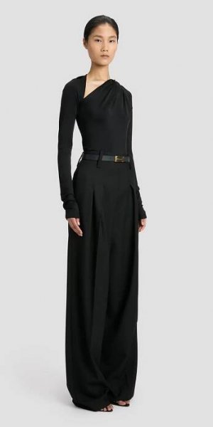 High Waisted Cinched Trouser In Black