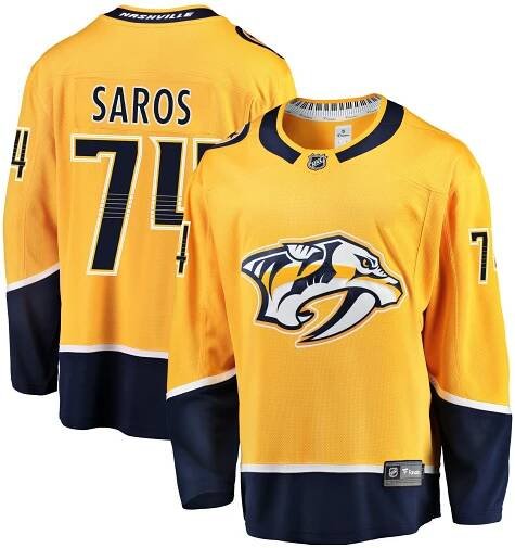 Men's Nashville Predators Juuse Saros Fanatics Gold Breakaway Player Jersey