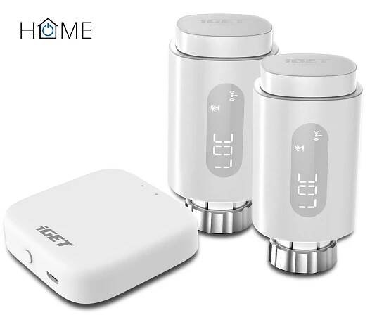 iGET HOME TS10 Starter kit (2x TS10 Thermostat Radiator Valve + 1x GW1 Gateway), Zigbee 3.0