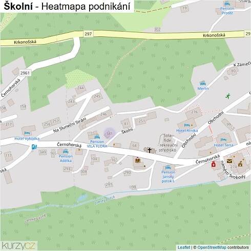 Mapa Školní - Firmy v ulici.