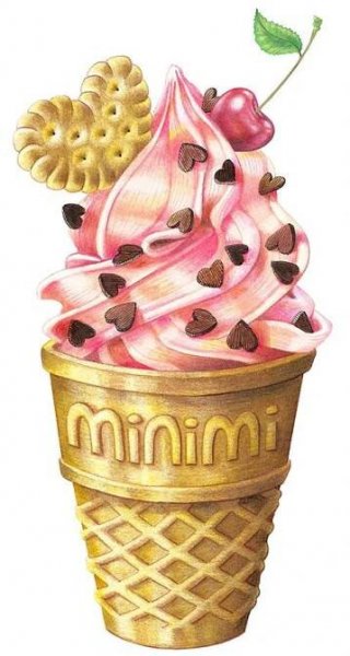 an ice cream sundae with chocolate chips and cherries in a gold cup on a white background